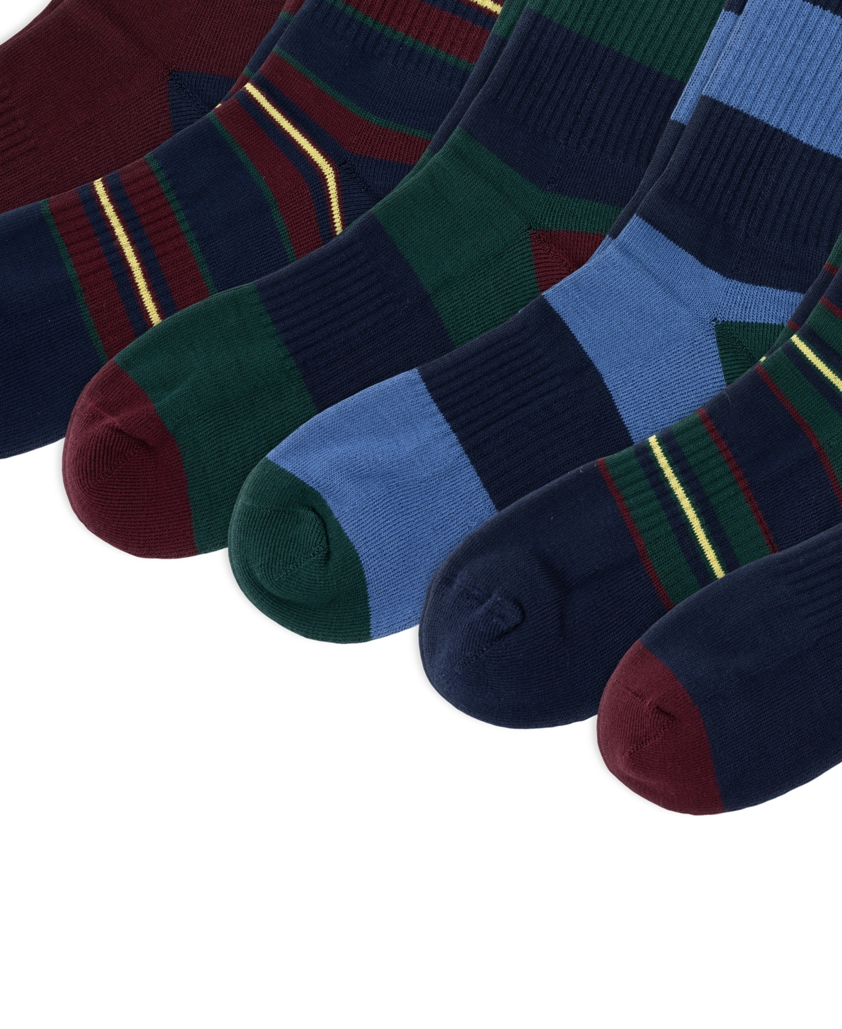 Polo Ralph Lauren Men's Crest Striped-Ribbed Crew Socks, 6-Piece Set