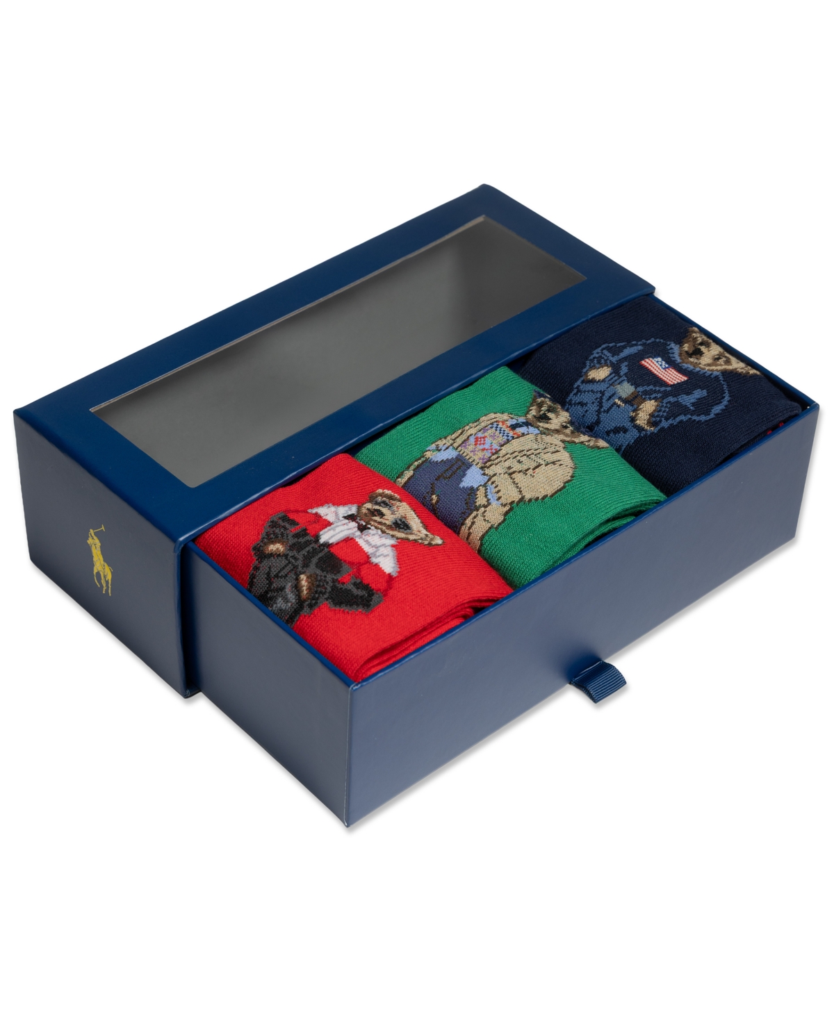 Polo Ralph Lauren Seasonal Bears Polo Bear Cotton-Blend Ribbed-Cuff 3-Piece Sock Set