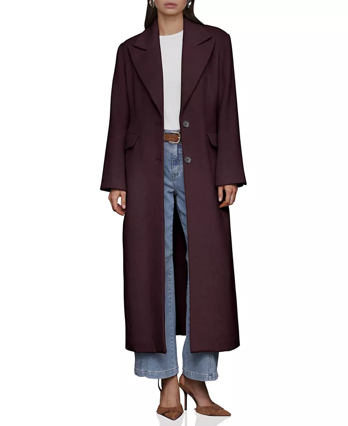 Women's Double-Breasted Long Wool-Blend Structured-Shoulder Coat - thumbnail 3