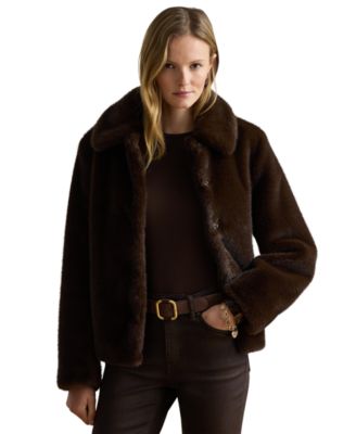 Women's Faux-Fur Collared Lined Coat