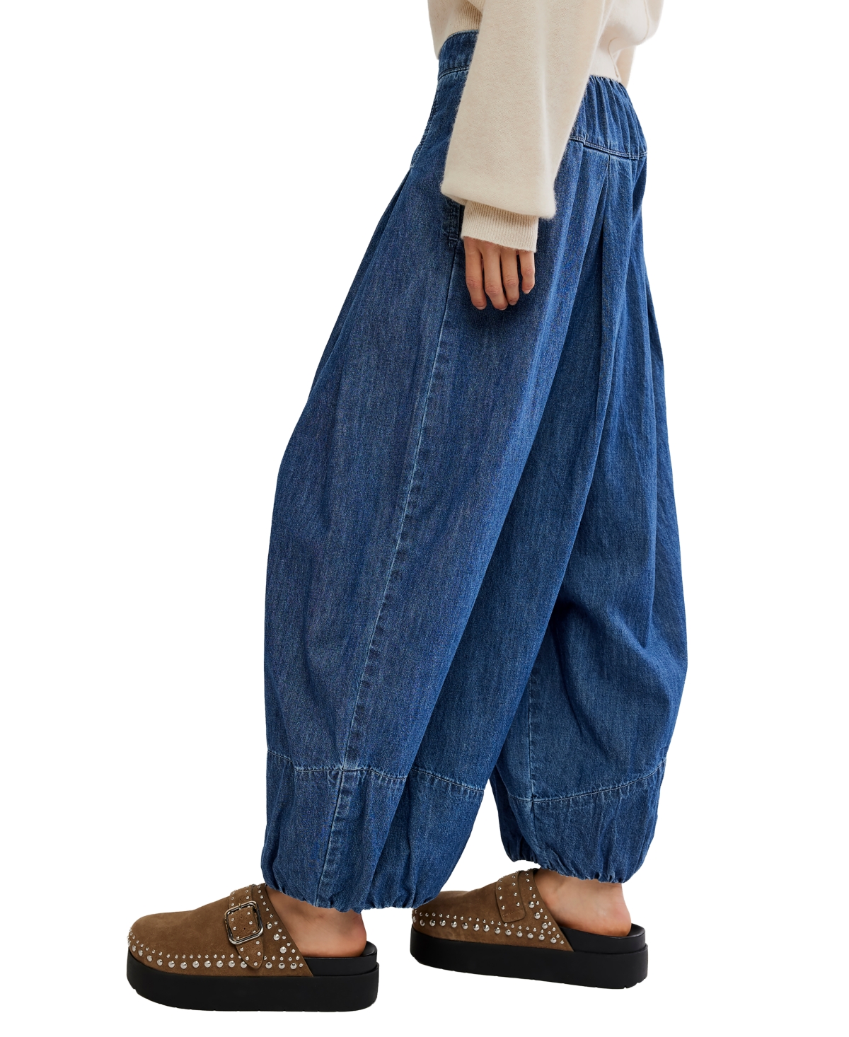 Free People Women's Moonflower Mid-Rise Wide-Leg Pull-On Jeans