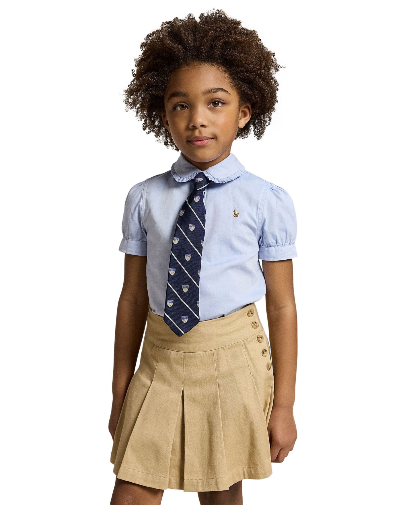 Рубашка Polo Ralph Lauren Short-Sleeve Solid Oxford Shirt для девочек, цвет: Синий — фото 1