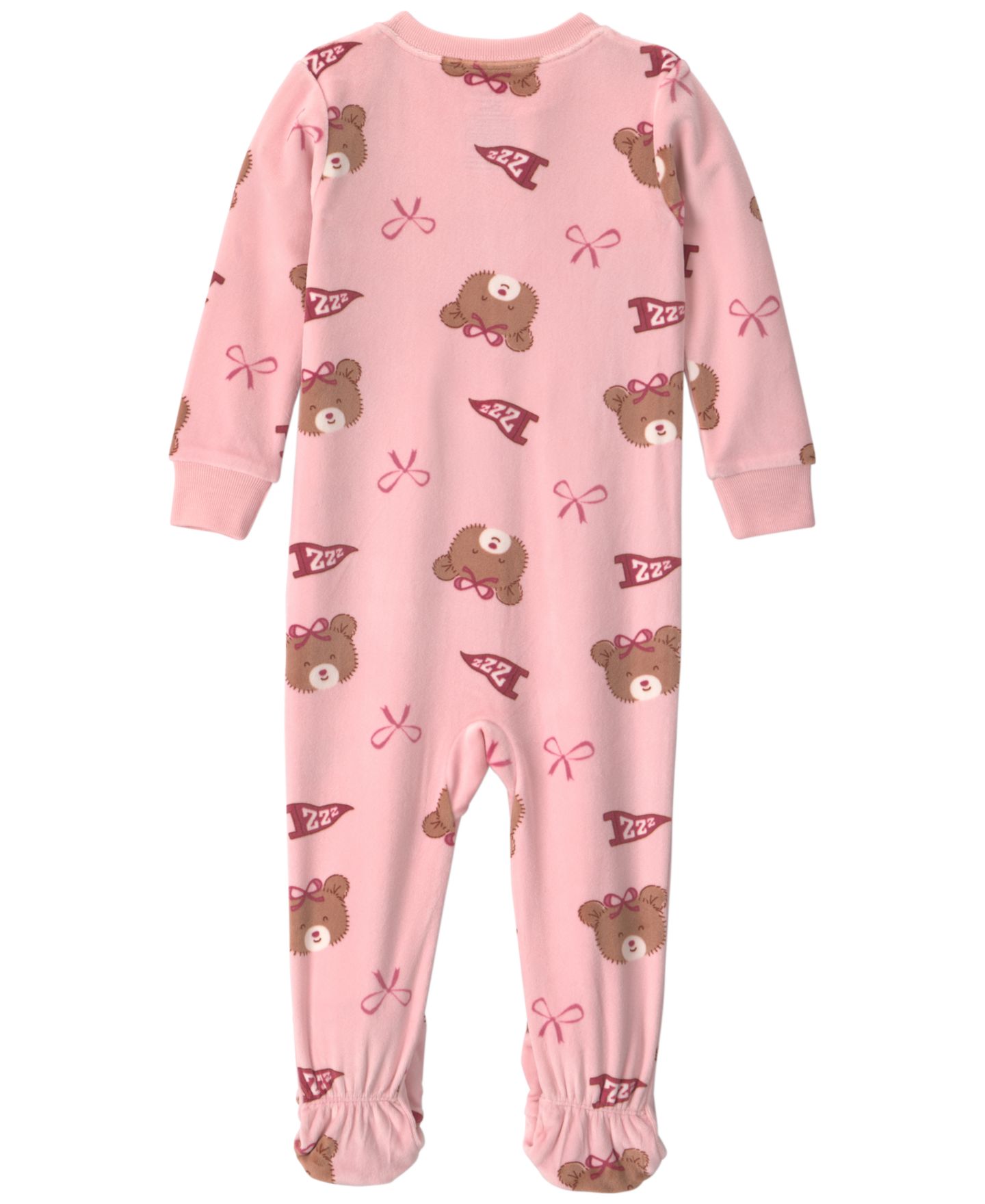 Детская облегающая пижама с ножками Carter's Bears & Bows для девочки, двусторонняя молния, цвет: Розовый — фото 2