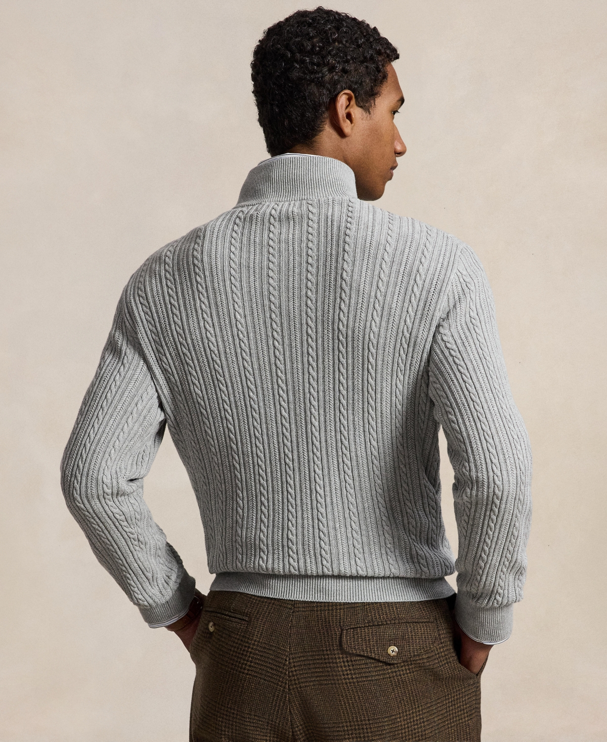 Polo Ralph Lauren Men's Cable-Knit Mockneck Quarter-Zip Sweater