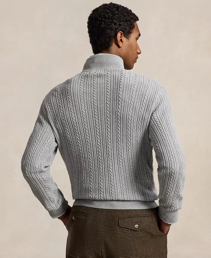 Men's Cable-Knit Quarter-Zip Mockneck Sweater - thumbnail 9
