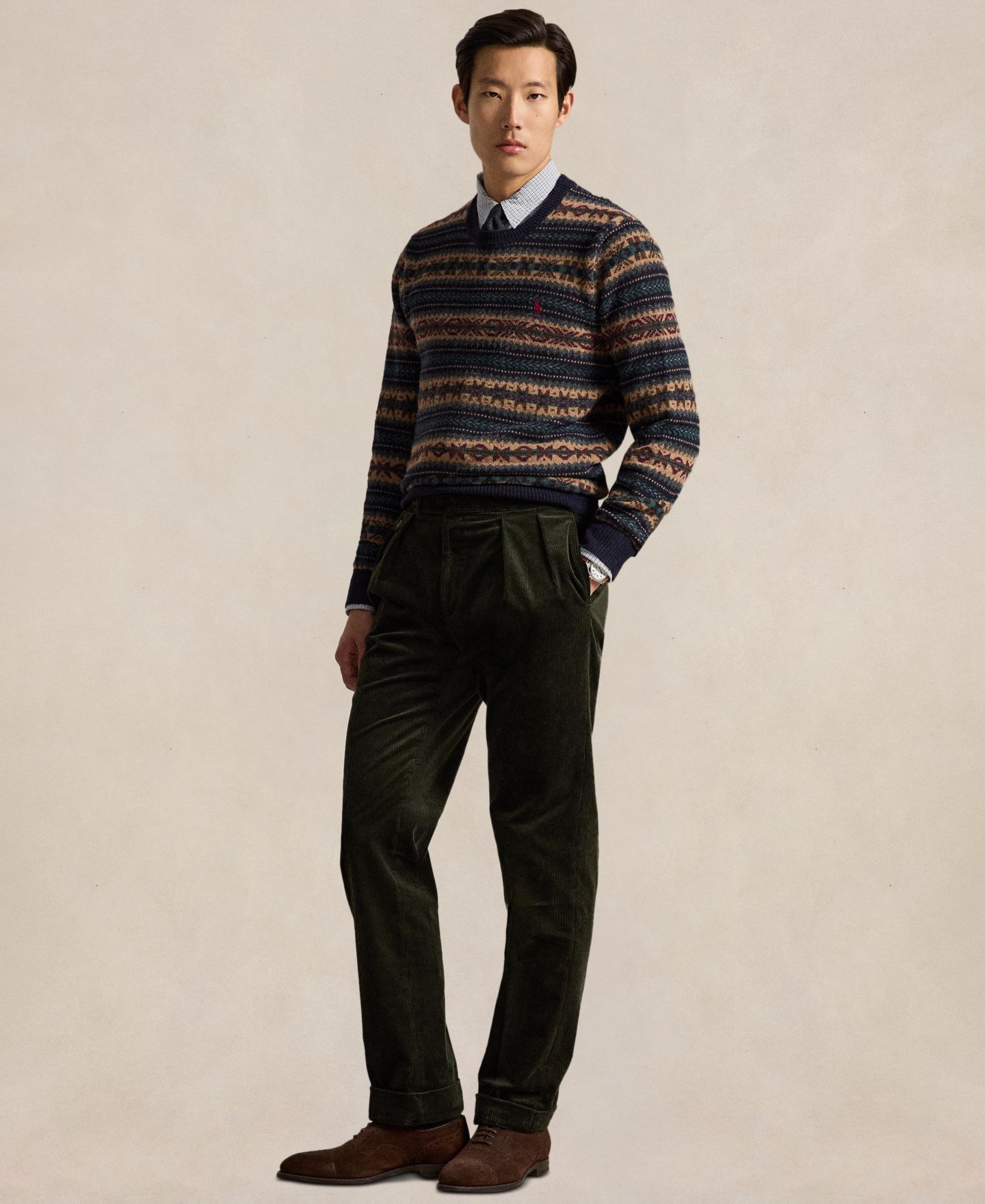 Мужской свитер Polo Ralph Lauren Fair Isle Wool Regular-Fit, цвет: Тёмно-синий комбинированный — фото 2