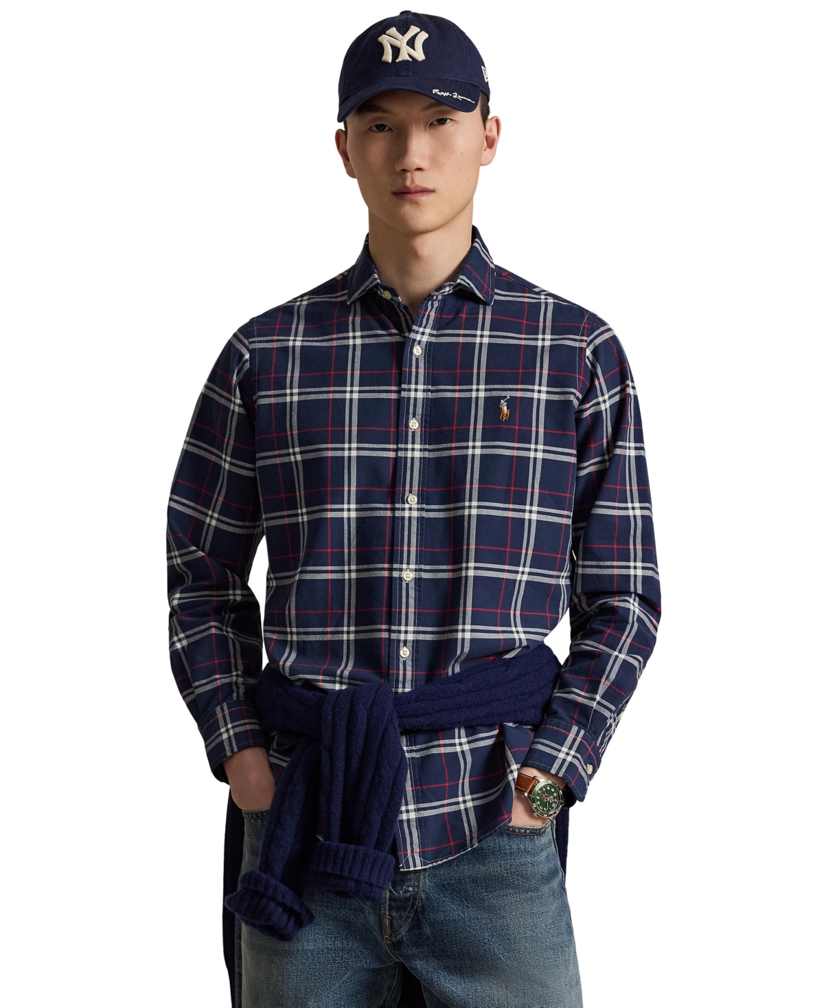 Polo Ralph Lauren Men's Classic Fit Long Sleeve Oxford Shirt - Navy Red White
