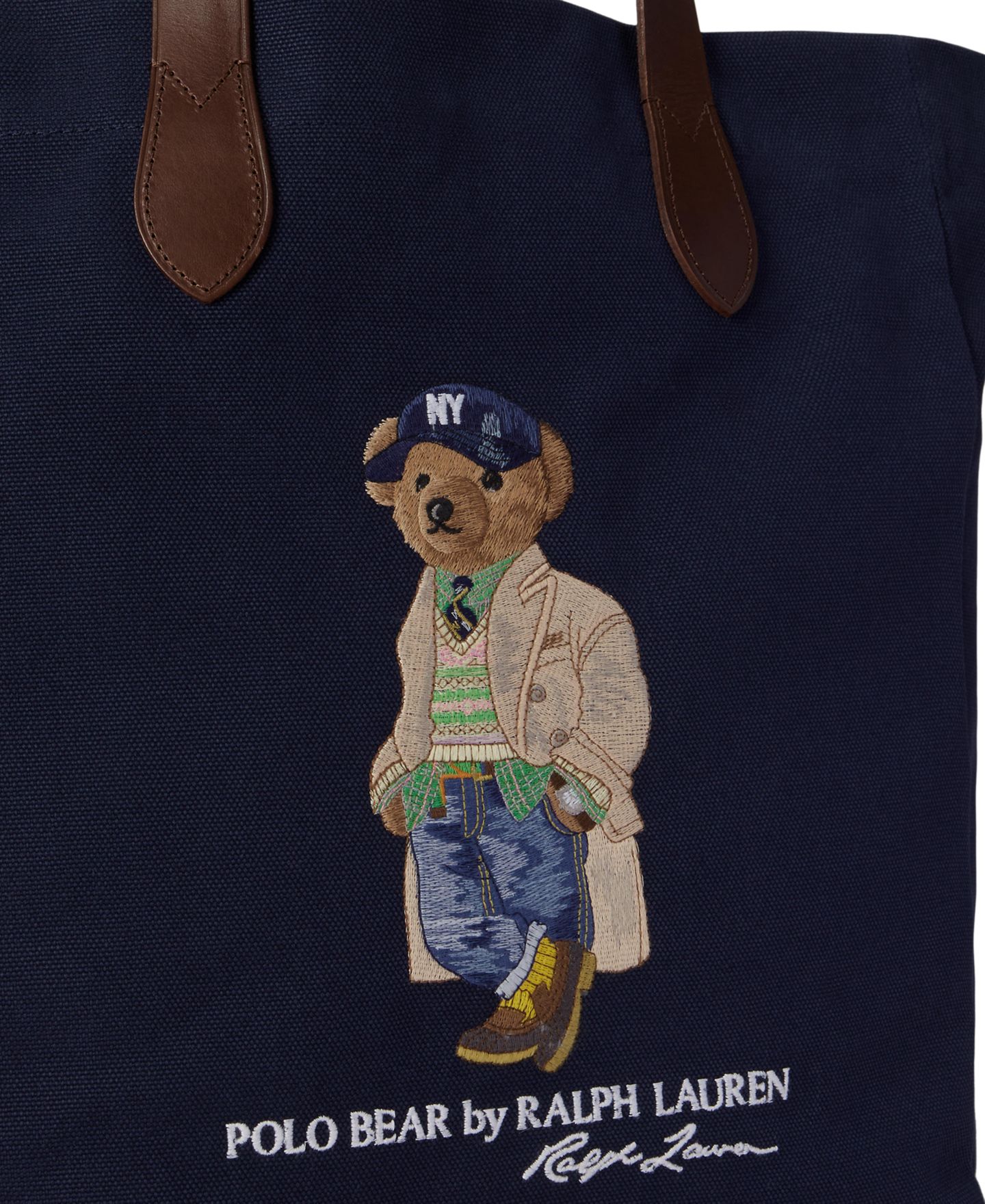 Мужская сумка Polo Ralph Lauren Polo Bear Canvas Shopper Tote, цвет: Тёмно-синий — фото 5