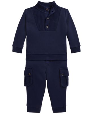 Baby Boys' Cotton-Blend Waffle-Knit Sweatshirt and Cargo Pants, 2-Piece Set