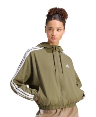 Women's Essentials 3-Stripes Hooded Loose-Fit Windbreaker Jacket