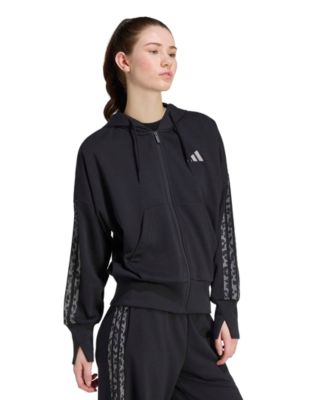Women's Seasonal Essentials Animal Print 3-Stripes Hooded Track Jacket