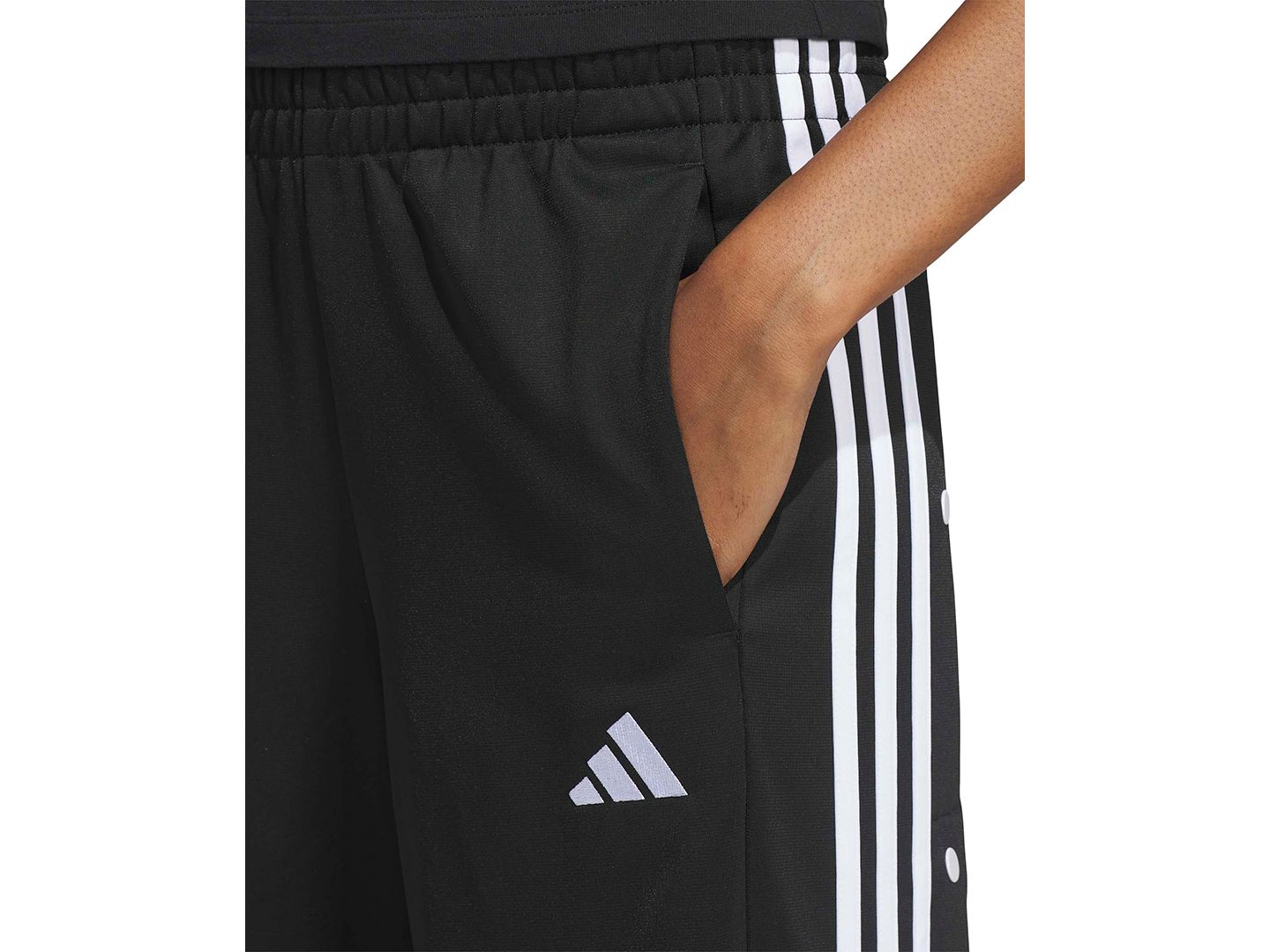 Женские брюки adidas 3 Stripe Snap Pant High-Rise Wide-Leg, цвет: Чёрный / Белый — фото 3