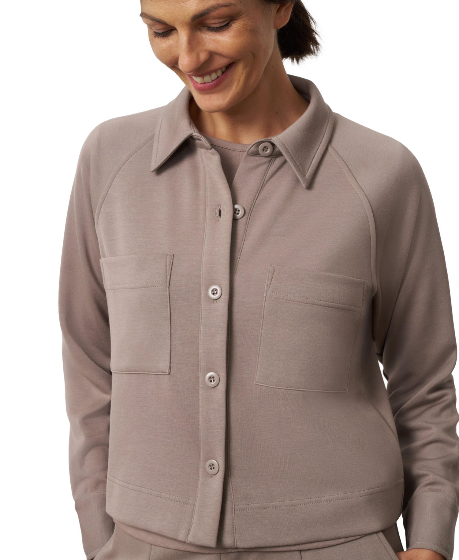 Women's Ponte Cuffed Shacket and Pants Set
