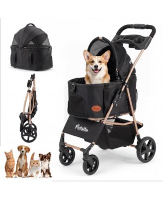 3-in-1 Pet Stroller for Small Medium Dogs with Detachable Carrier Cup Holder