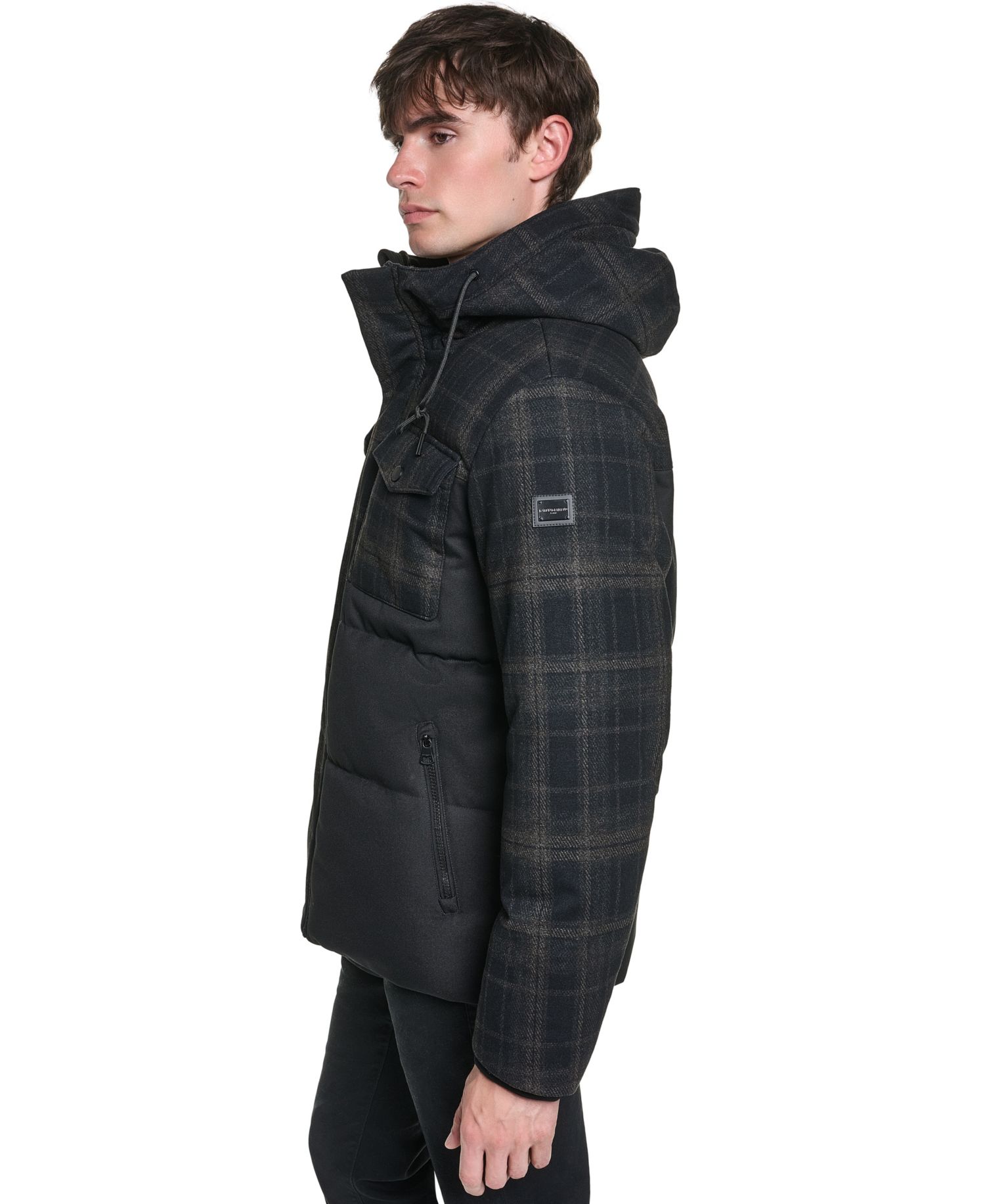 Men's Mixed Media Hooded Jacket