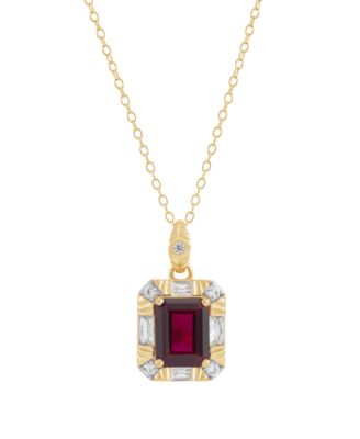 Sapphire (2-7/8 ct. t.w.) & White Sapphire (1/2 ct. t.w.) Pendant Necklace in Sterling Silver, (Also in Emerald & Ruby)