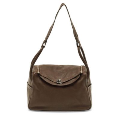 Pre-Owned HERMES Women's Lindy 34 Palladium Finish Togo Leather Shoulder