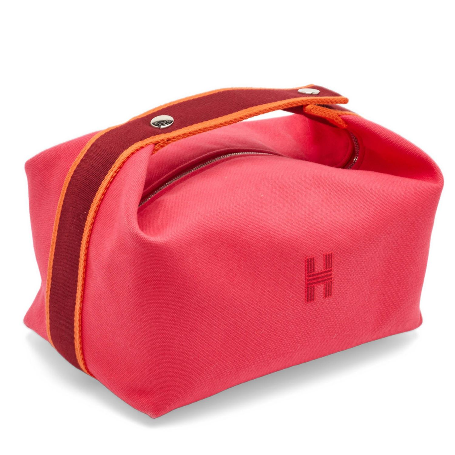 Pre-Owned HERMES Bride-A-Brac Large Hibiscus Toile Canvas Pouch