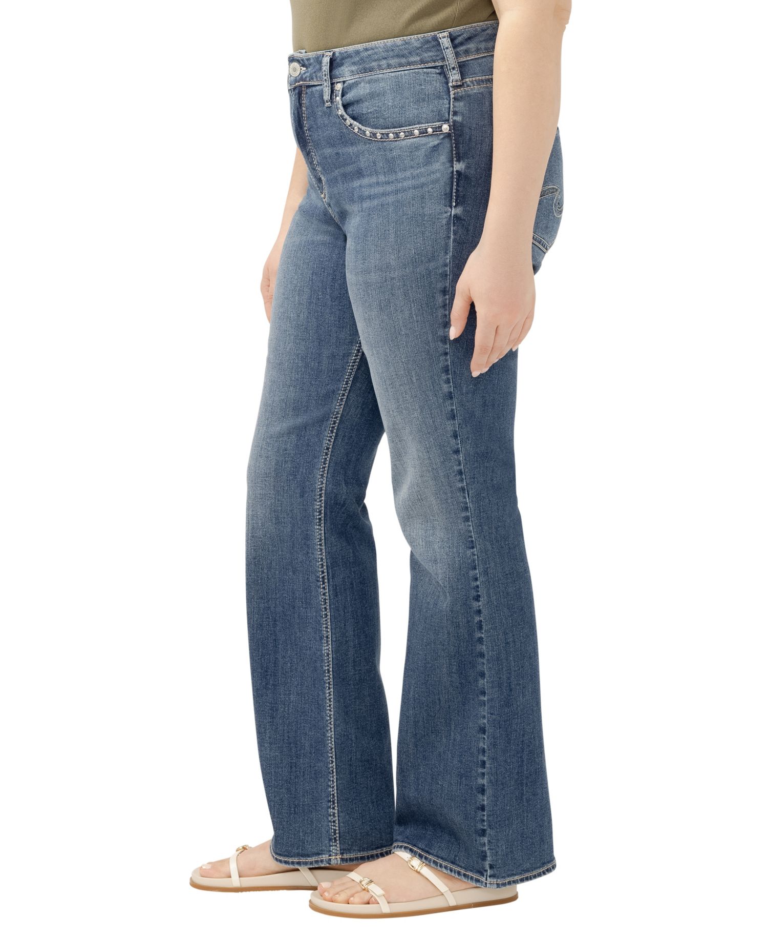 Plus Size Avery High-Waisted Studded Bootcut Denim Jeans