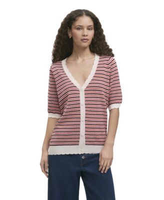 Women's Willa Striped Short-Sleeve V-Neck Cardigan