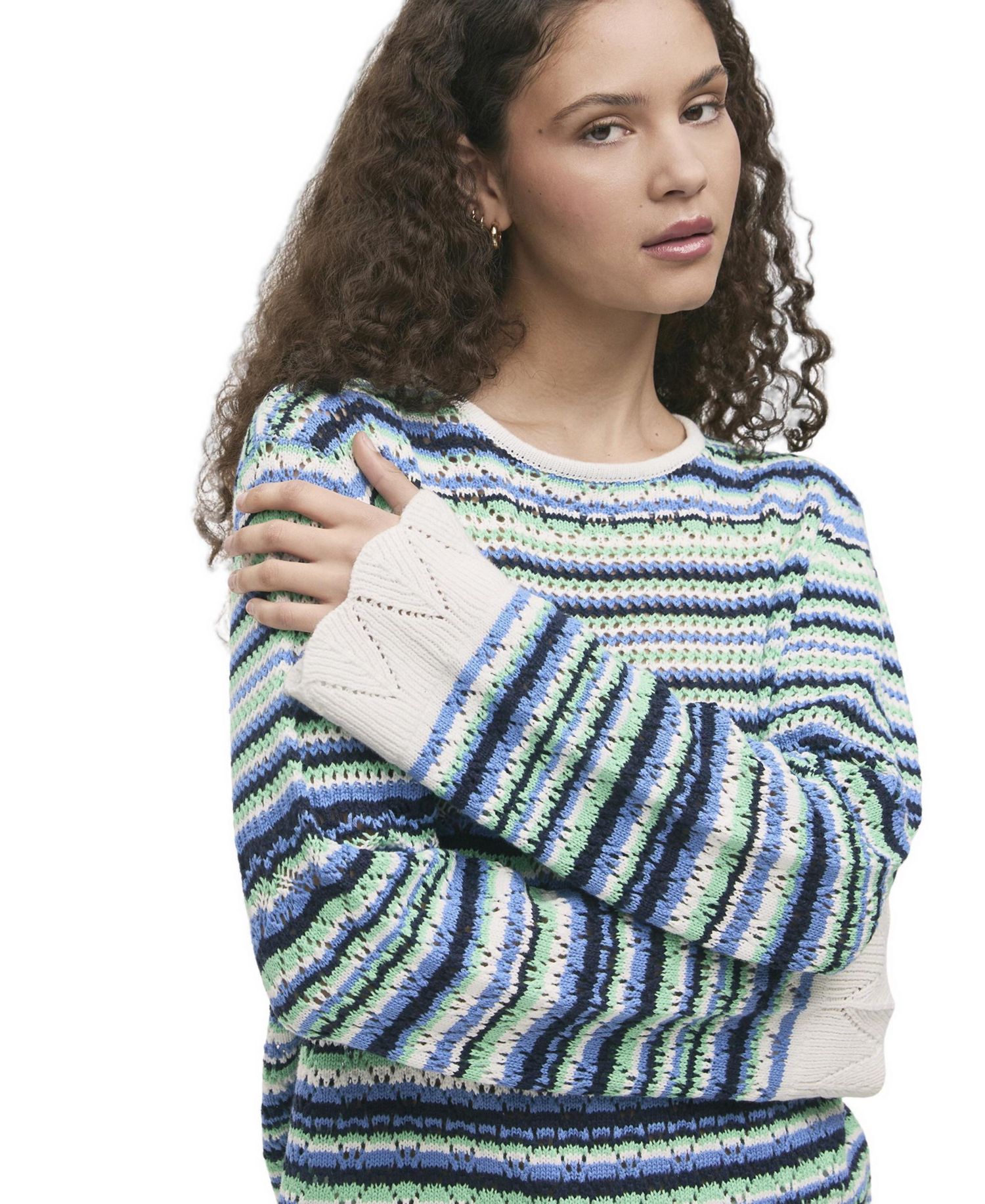 Women's Audrenia Striped Crochet Sweater