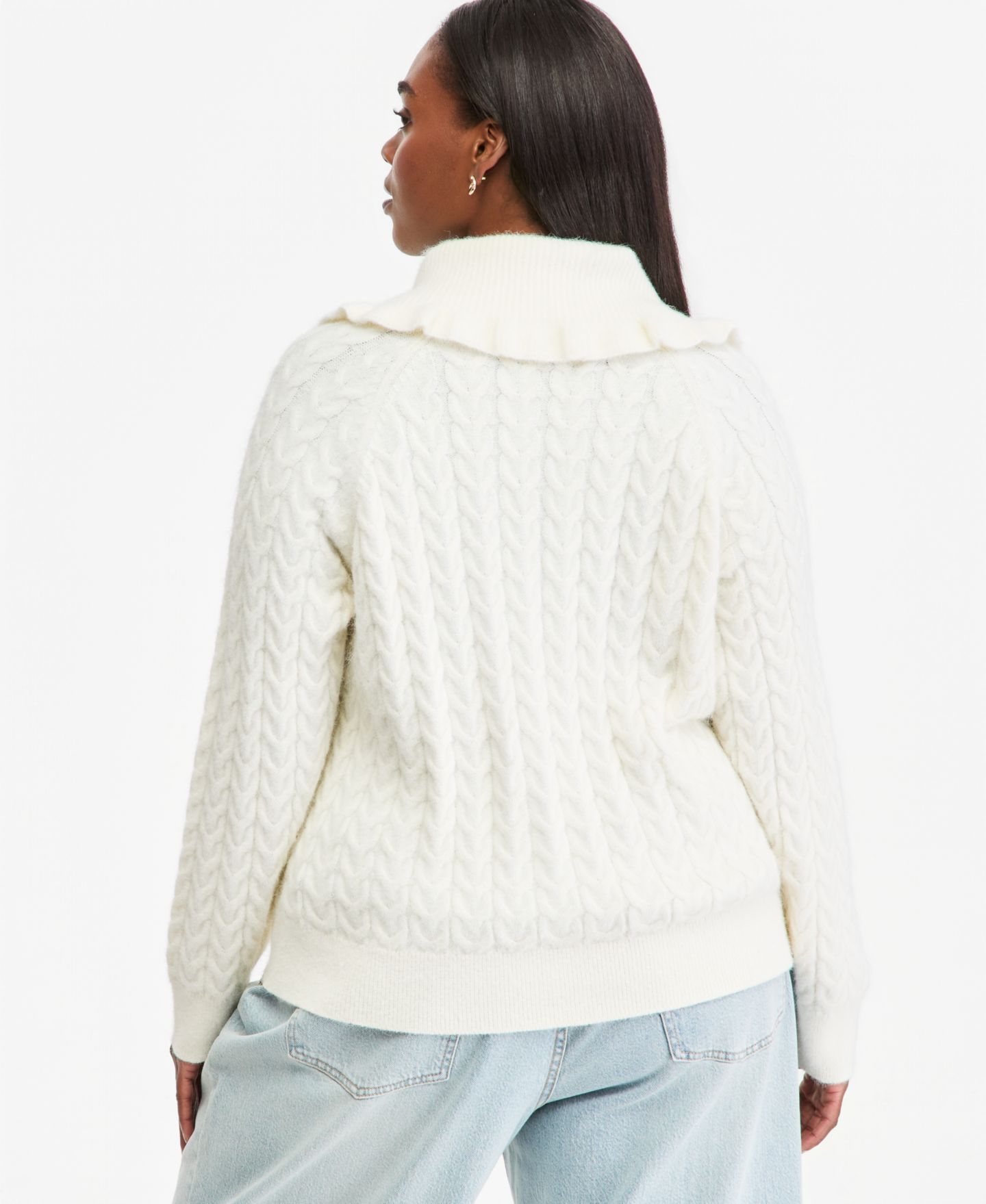 Женский кардиган On 34th Plus Size Cable-Knit Fold-Over Collar, цвет: Красный — фото 2