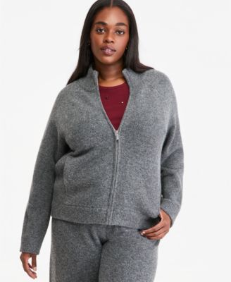 Plus Size Full-Zip Mock-Neck Track Jacket