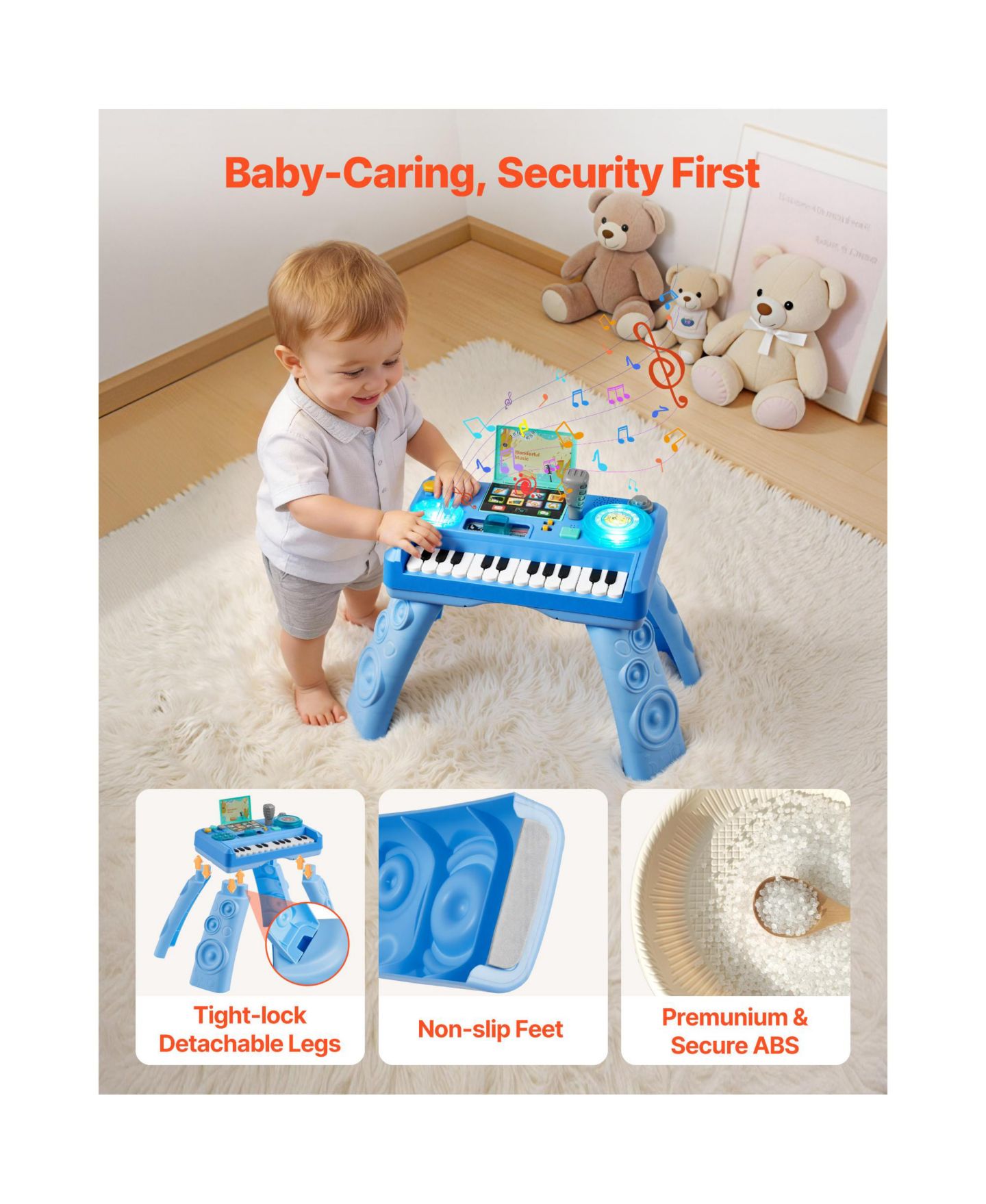 Детская игрушка SUGIFT Baby DJ Turntable 133 Sound Sources Record and Playback Musical Activity Table, Ages 6 Months+, цвет: Синий — фото 8