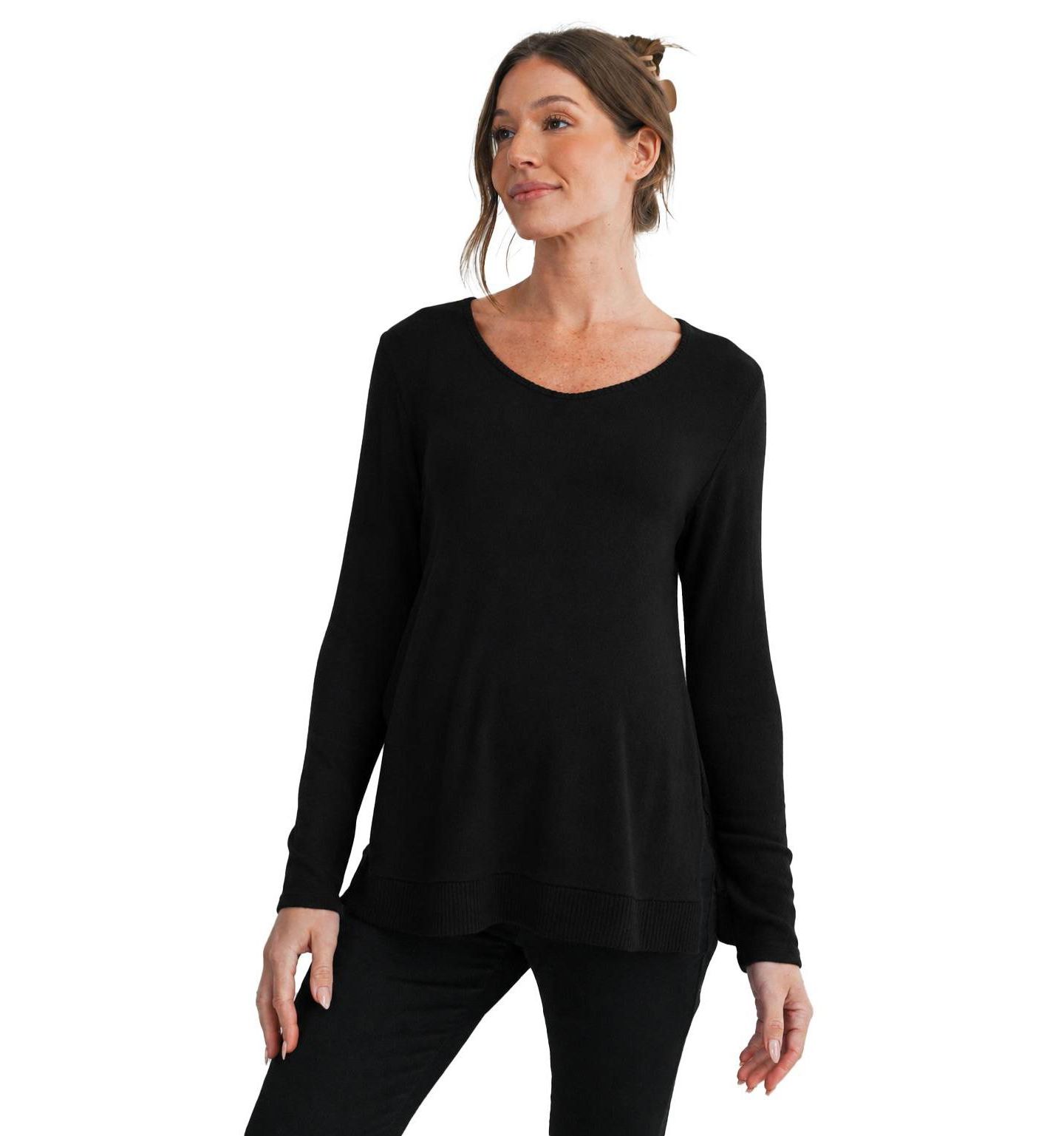 Женский свитер Hello Miz Maternity Scoop Neck Long-Sleeve Sweater, цвет: Чёрный — фото 1