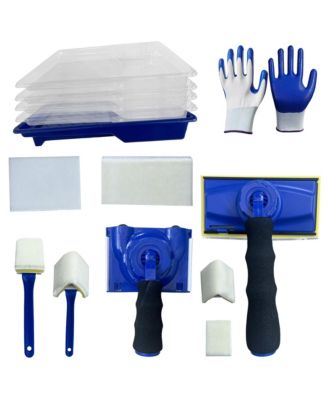 Paint Edger Tool Kit Rotating Handle Corner Pad Mini Detail Tray Refill Pads Gloves Base Trays