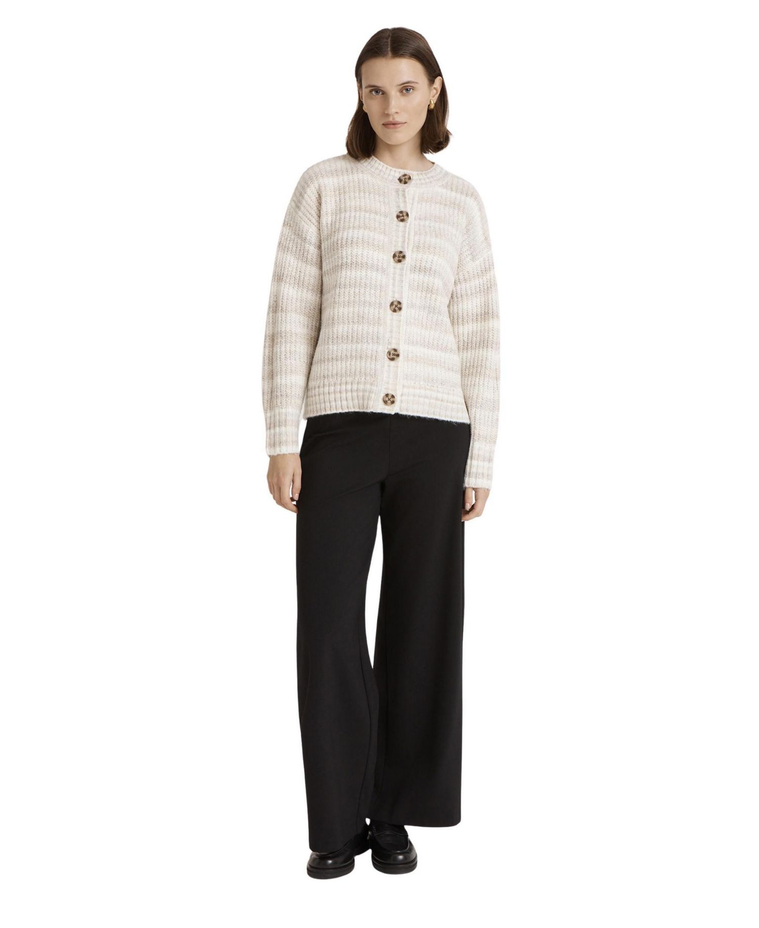 Women's Whitney Striped Crew-Neck Relaxed-Fit Cardigan
