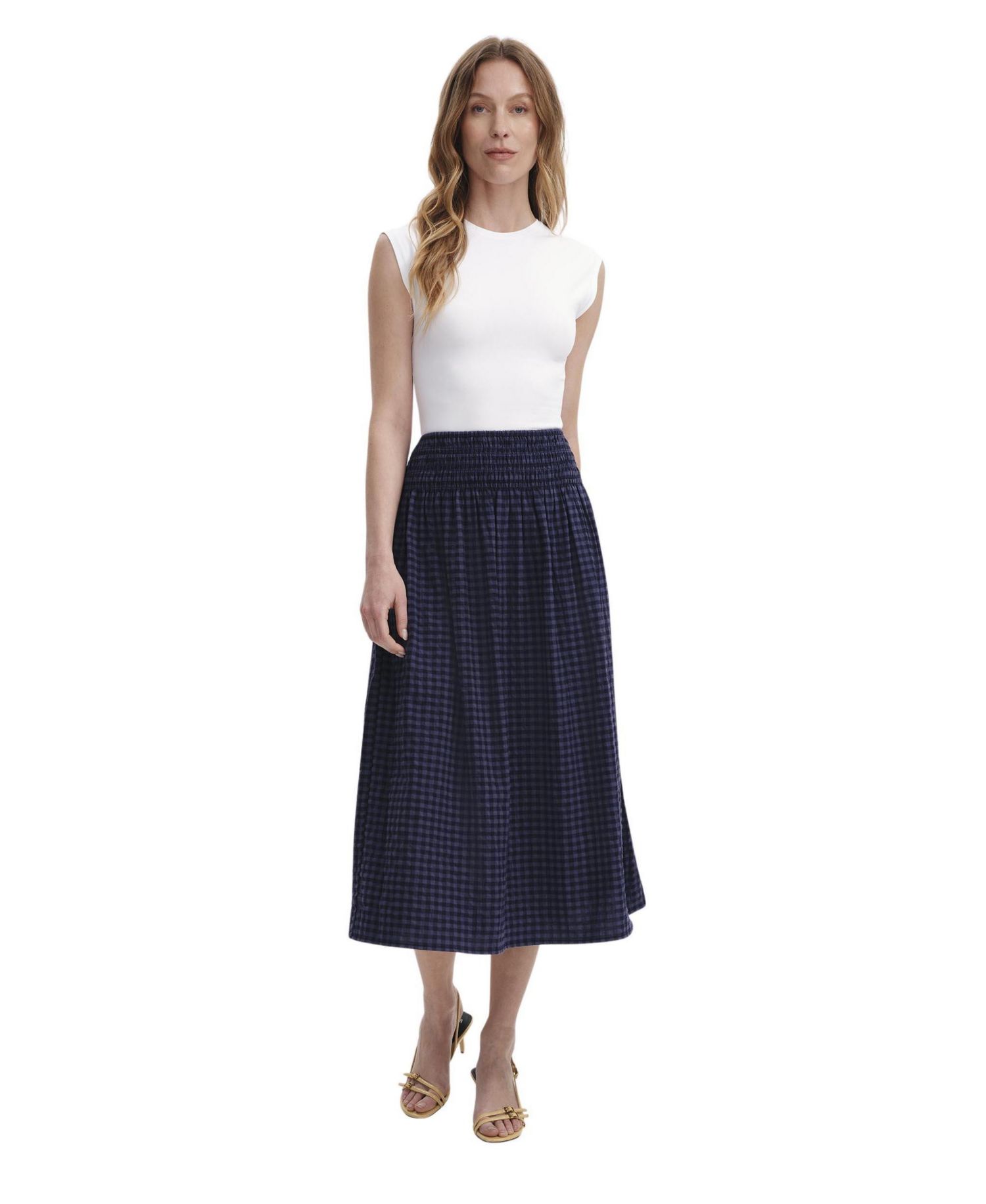 Women's Vanessa Gingham Seersucker Midi Skirt