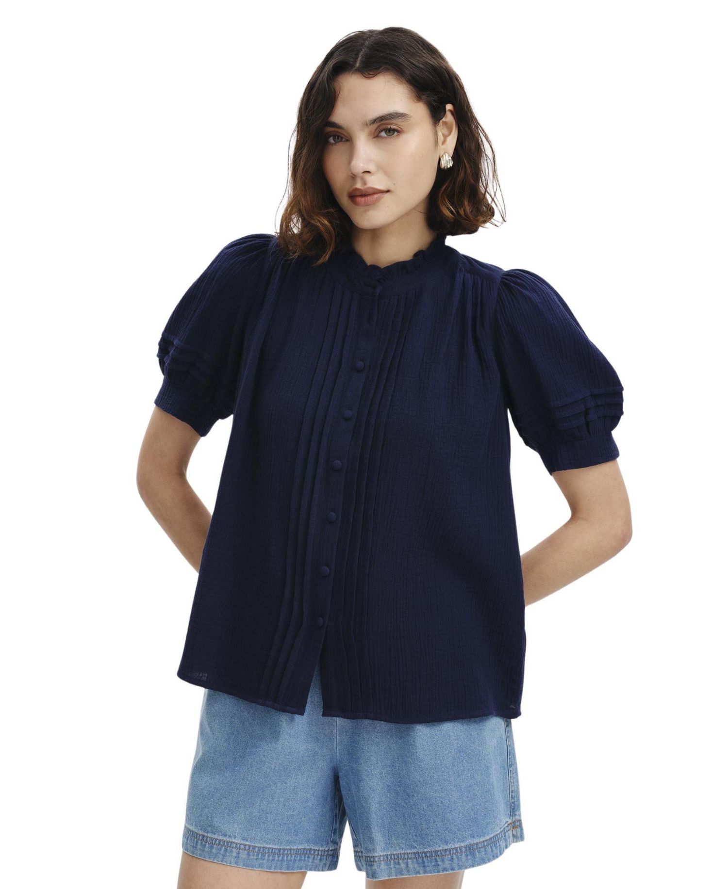 Women's Teagan Pintuck Short-Sleeve Blouse