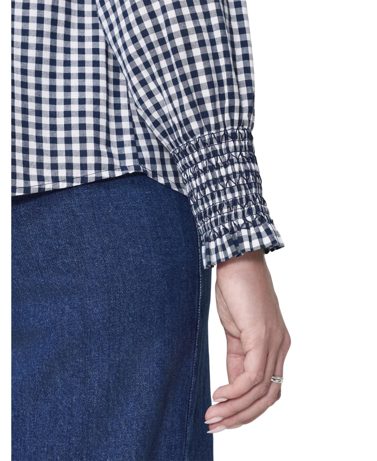 Finery London Women's Sandy Gingham Long-Sleeve V-Neck Blouse