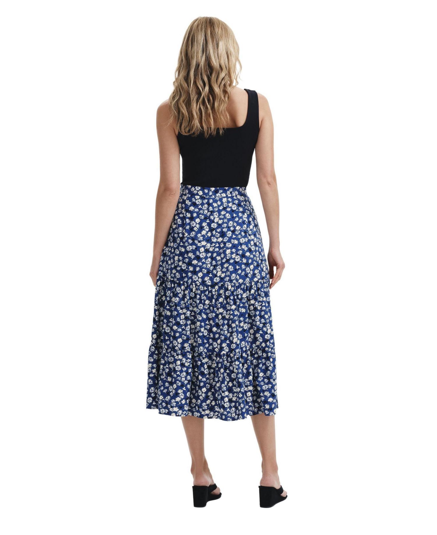 Women's Isla Tiered Floral-Print High-Waisted Midi Skirt