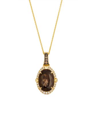 Smoky Quartz (4.65 ct. t.w.) & Diamond (0.256 ct. t.w.) Pendant Necklace in 14k Honey Gold
