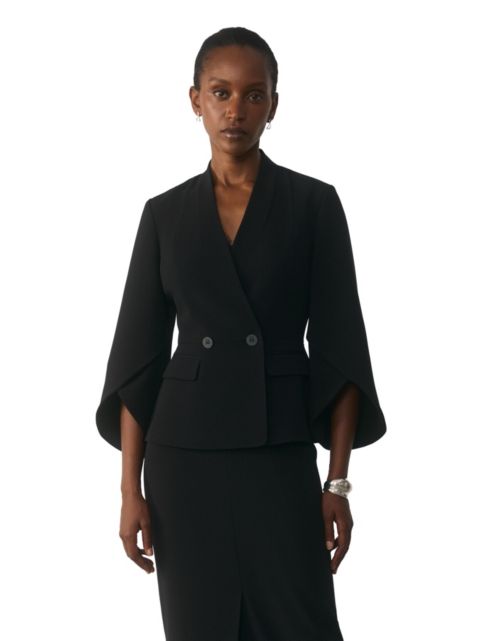 Женский пиджак The Fold Ansdell Clever Crepe Cape-Sleeve Blazer, цвет: Чёрный