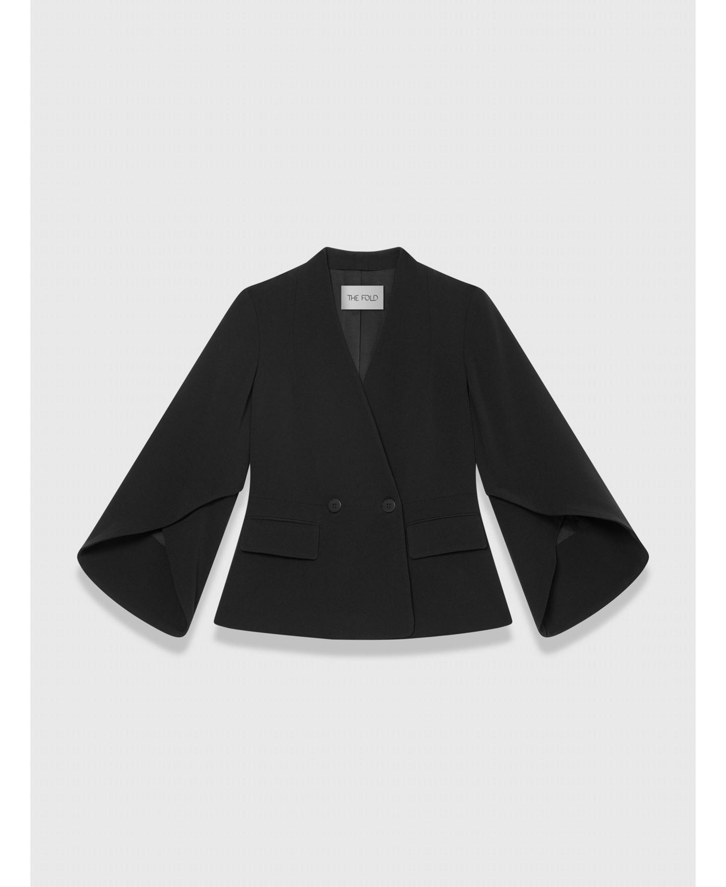 Женский пиджак The Fold Ansdell Clever Crepe Cape-Sleeve Blazer, цвет: Чёрный — фото 7