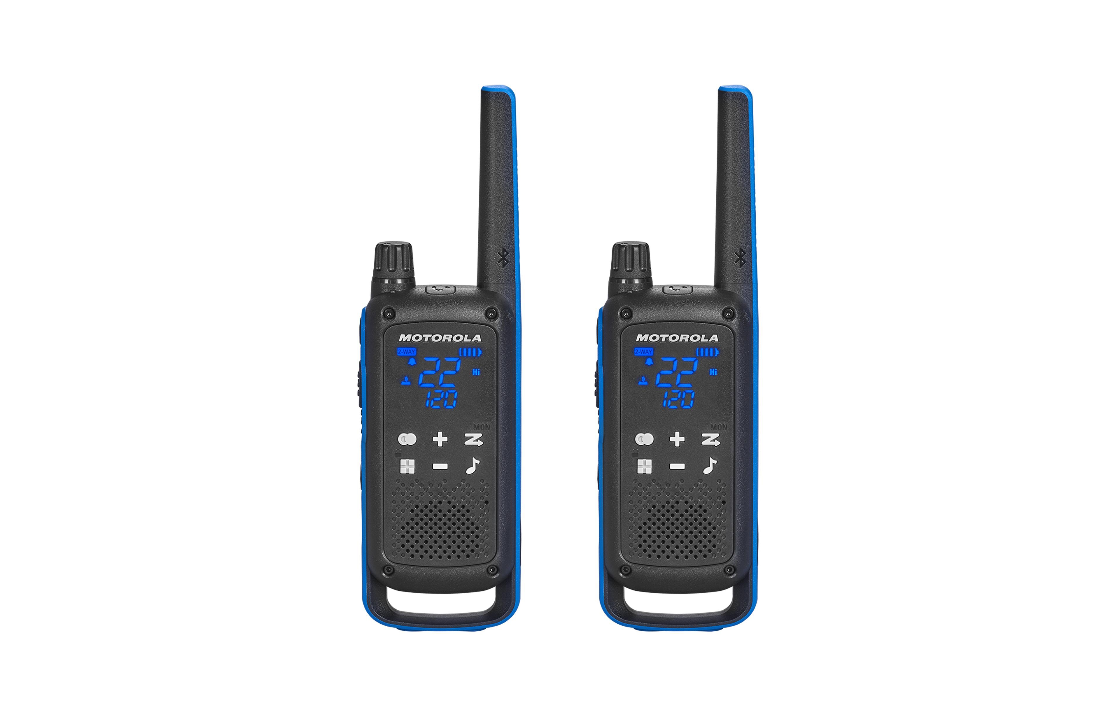 Motorola Solutions T802, Talkabout, Two-Way Radios Walkie Talkie Emergency Preparedness, Rechargable, 22 Channel, 35 Mile, Black W/Blue, 2 Pack