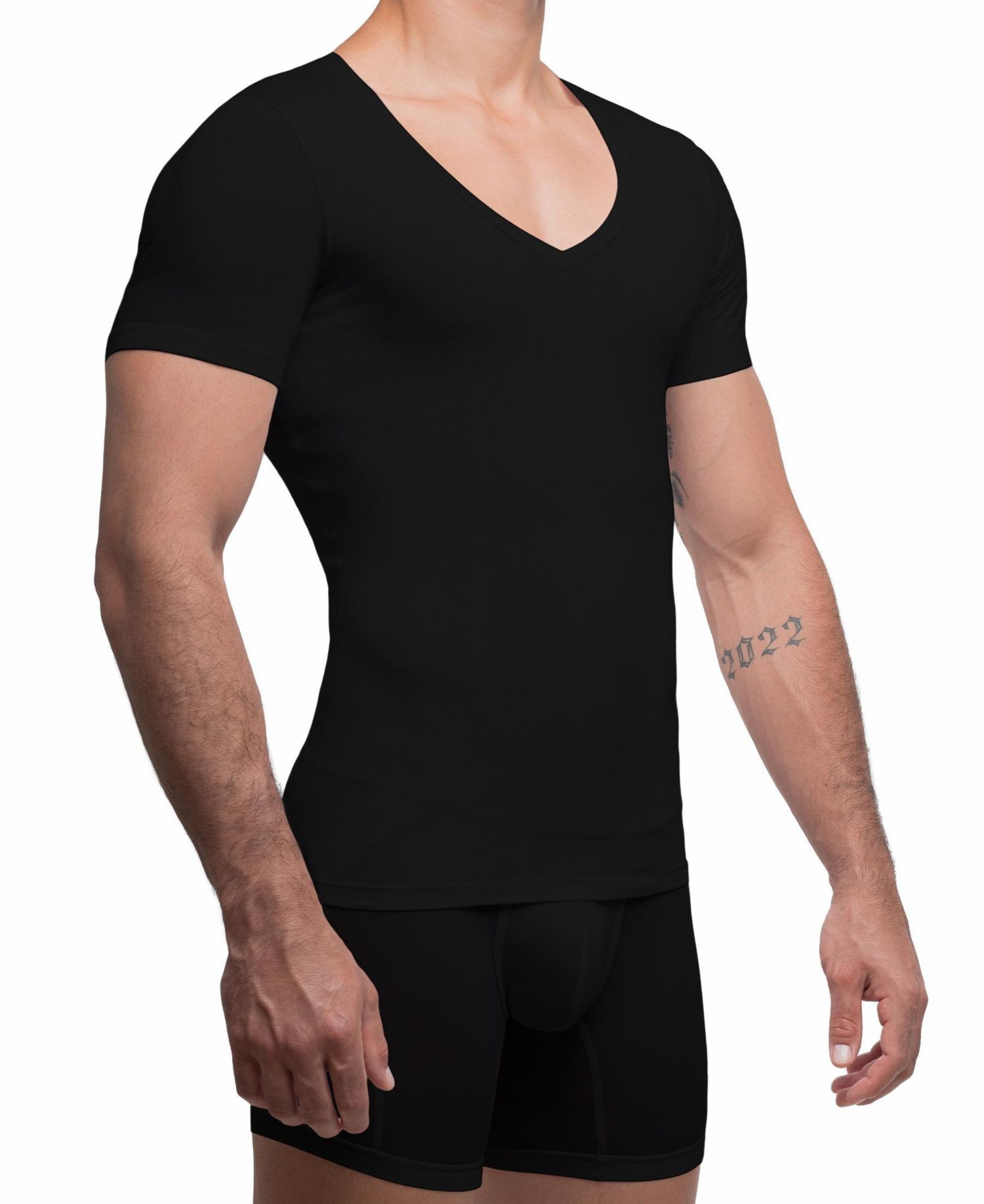 Men's Compression Slim-Fit Deep V-Neck Cotton-Blend T-Shirt