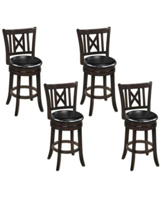 Set of 4 Bar Stools 26'' Swivel Bar Chairs w/ Footrest Hollowed Backrest