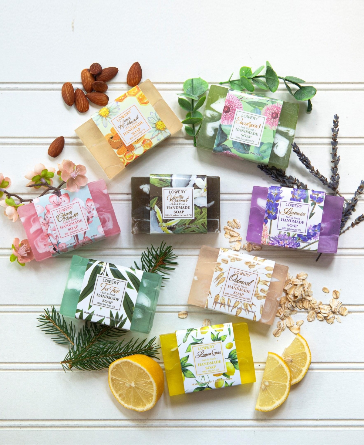 Lovery 8 Piece Handmade Soap Gift Set, Variety Pack Bath and Body Care Gift Set