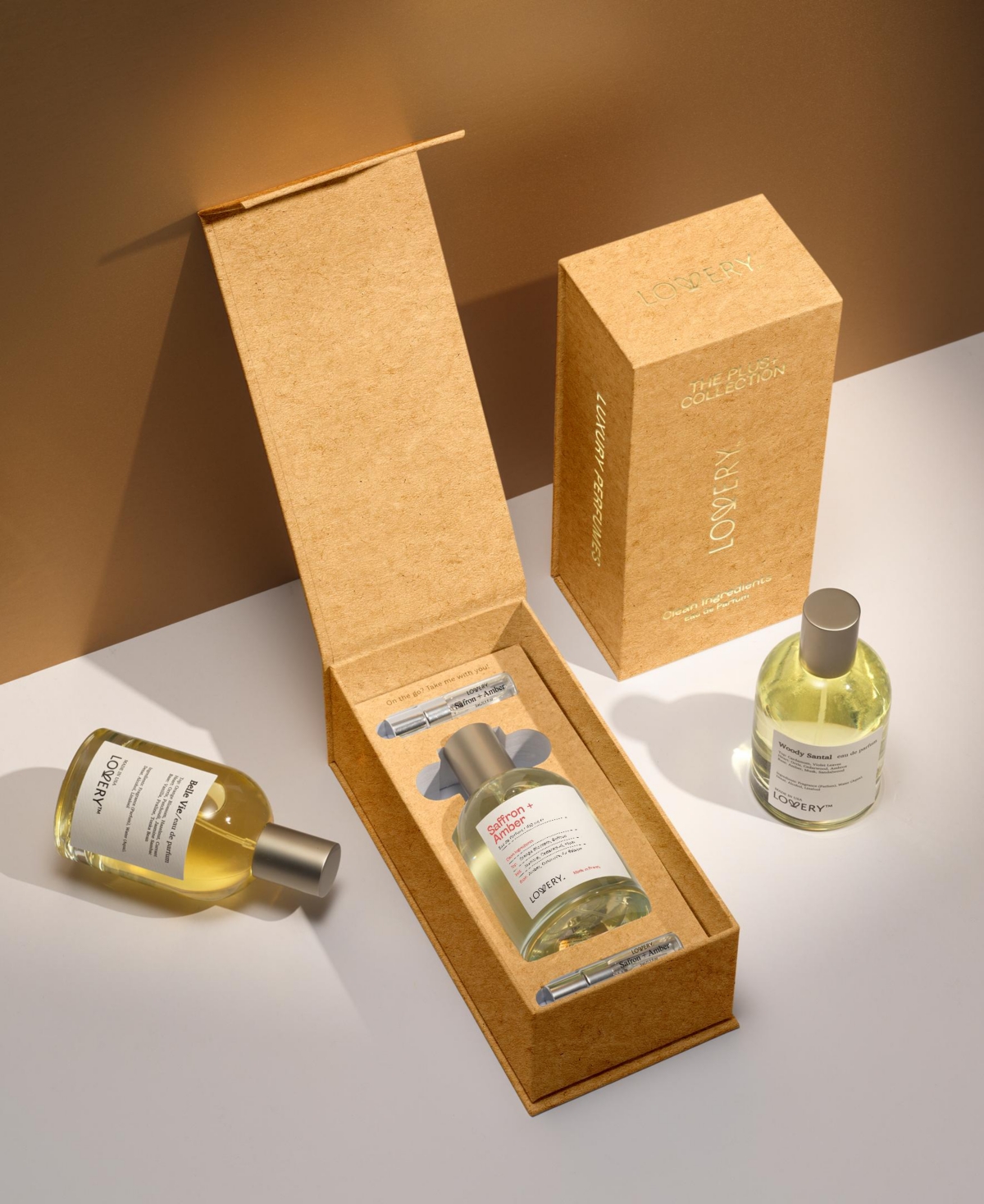 Lovery Saffron + Amber 3pc Perfume Gift Set - 3.4fl oz Womens Fragrance Spray with 2 Travel Size Mini Perfumes