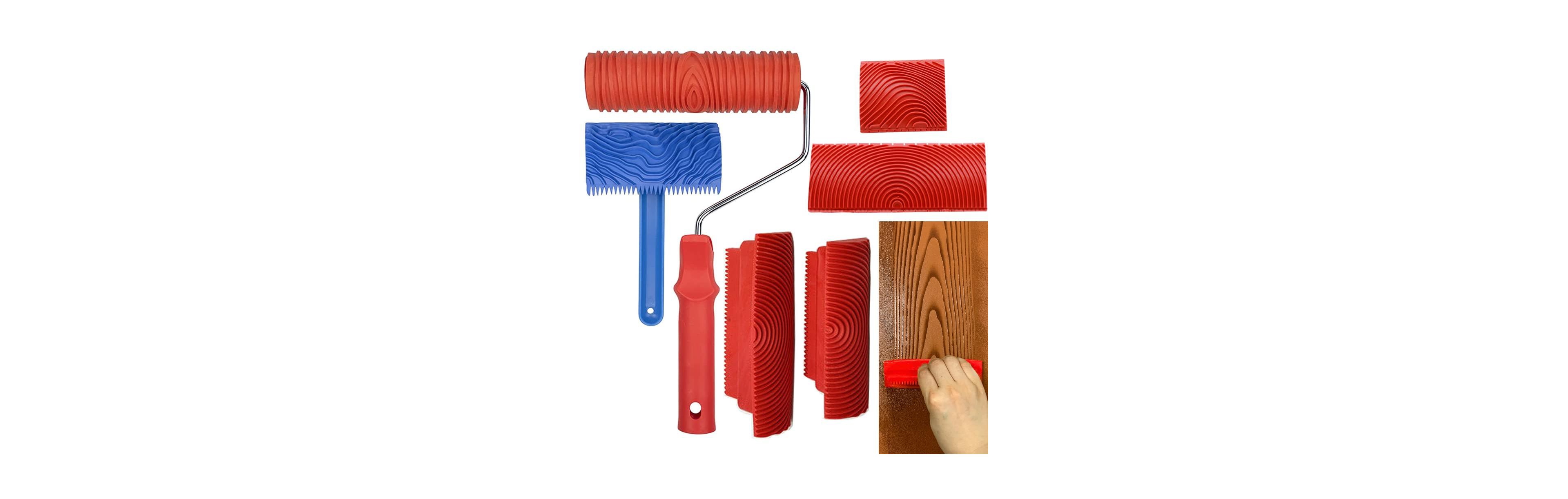 Xdovet Wood Graining Tool Set Roller Handle Diy Wall Decoration