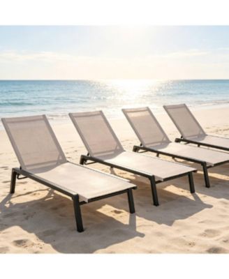 Outdoor Lounge Chair, 5-Position Reclining Chaise for Garden, Balcony and Poolside