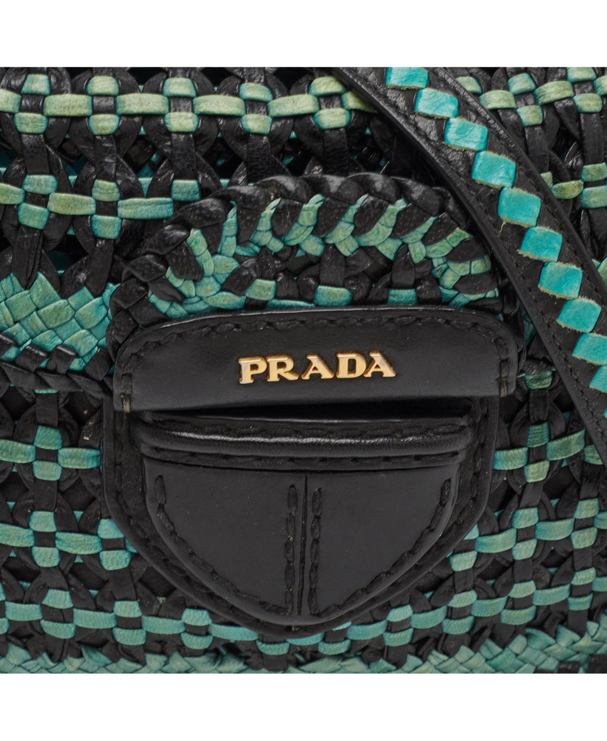 Pre-Owned Prada Women's Woven Madras Leather Crossbody Bag
