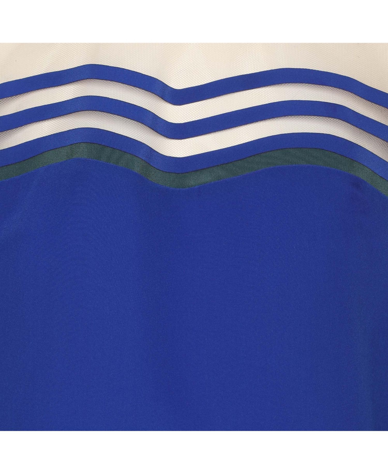 Women's Long-Sleeve Colorblock Crewneck Silk Blouse