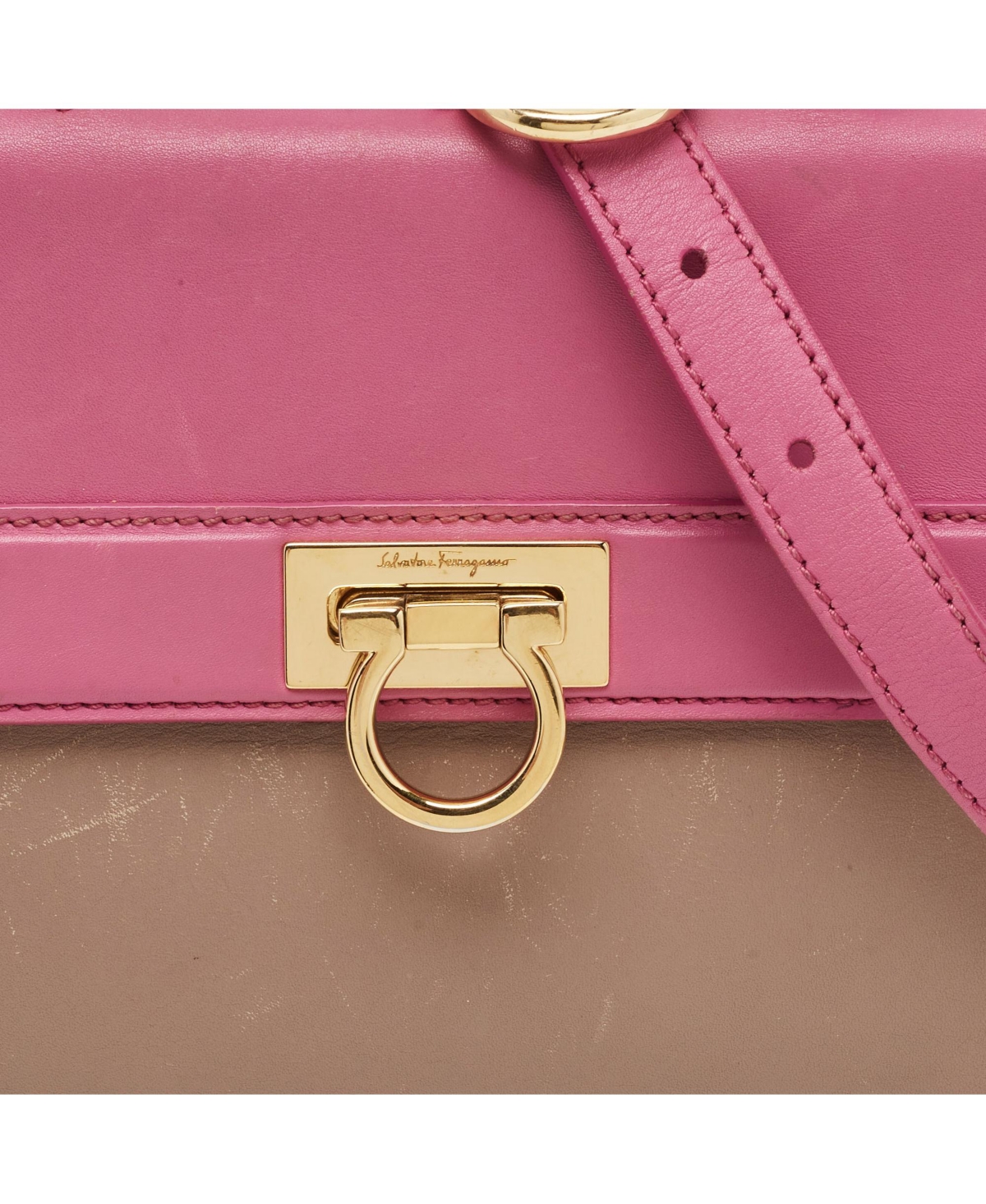 Pre-Owned Salvatore Ferragamo Women's Sofia Small Tricolor Leather Top Handle Bag