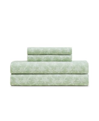 Tropic Breeze Washed Percale 100% Cotton 4-Piece Sheet Set, Queen