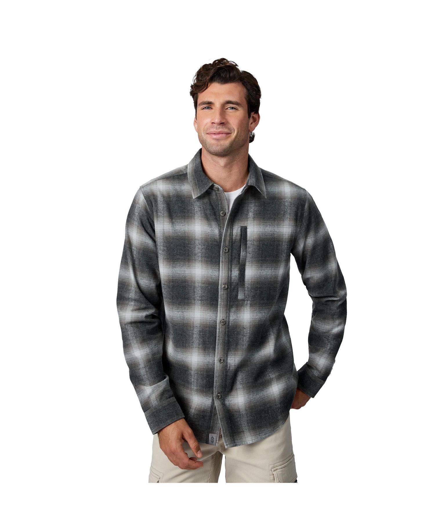 Men's Easywear Flannel Plaid Long-Sleeve Shirt